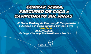 [PROVA REALIZADA] - 8ª Etapa Percurso, 4ª Etapa Sul Minas e 5ª Etapa Compak Serra - 21 e 22/10