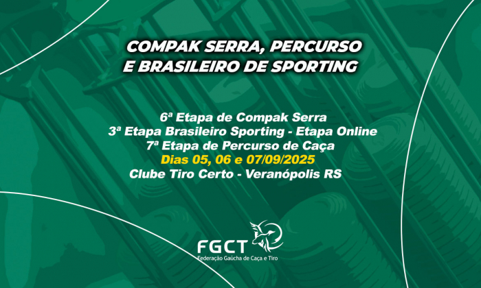 [PROVA REALIZADA] - 6ª Etapa Compak Serra, 3ª Etapa Brasileiro Online e 7ª de Percurso - 5 a 7/09