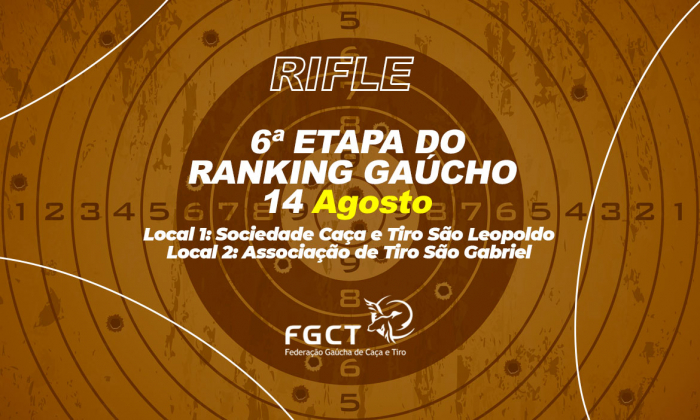 [PROVA REALIZADA] - Rifle - 6ª Etapa do Ranking Gaúcho - 14/08